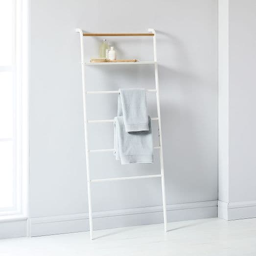 Yamazaki Leaning Clothes + Towel Rack with Shelf
